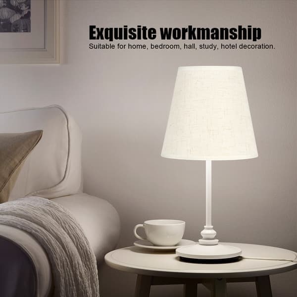 6. Bordlampe Stofflampeskjerm - Benhvit