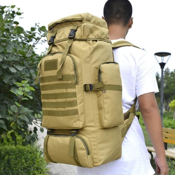 Vandringsryggsäck 80L, Högdensitetsnylon, Molle-system, Vattentät, Militär Camping