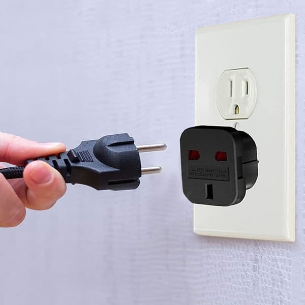8-delt UK til EU rejseadapter sæt – 3-benet til 2-benet stik – Høj kvalitet ABS – 10A strøm, 1000W maks.
