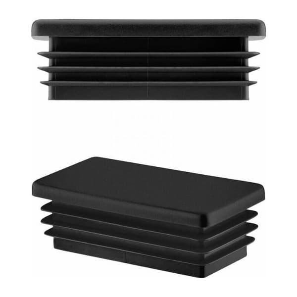 6 st rektangulära rörpluggar, 60x30 mm, svarta, ändkåpor i plast
