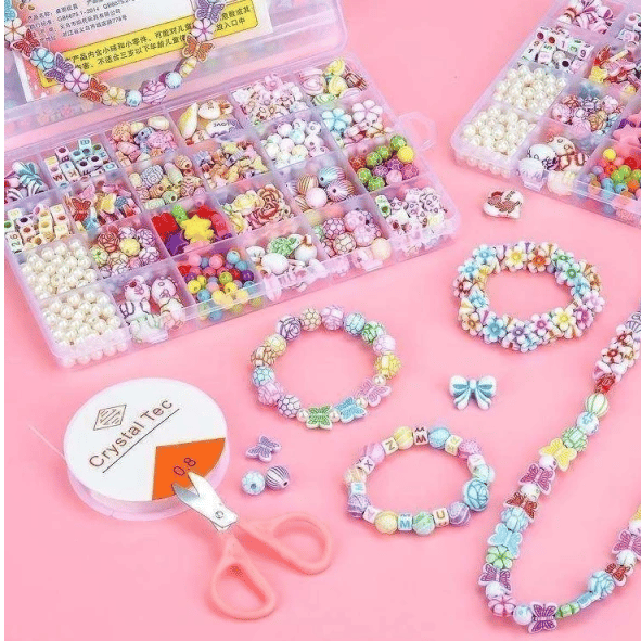 24-rums børneperlelegetøj DIY håndlavede piger håndviklede perler halskæde armbånd perler
