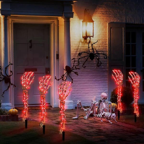2026 Halloween Slik Halloween Gulvdekoration Simulation Skeletarm Gløder 5-delt Sæt Have Gårdsplads Dekoration Spøgelseshus Dekoration