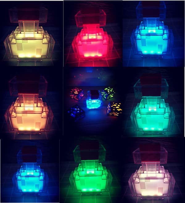 MC omgivende diamant mineral lampe model gave natlys Blå Blue