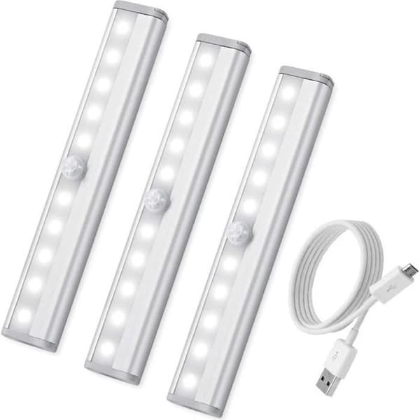 Rörelsesensorlampa - USB Uppladdningsbar - LED - Vit - Inomhus - 3ST
