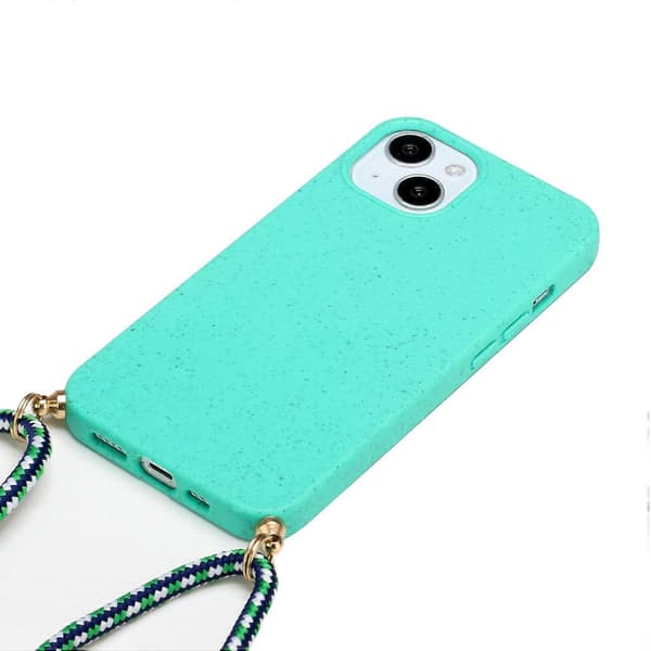 Hvedestrå + TPU telefoncover med snor (til iPhone 15)
