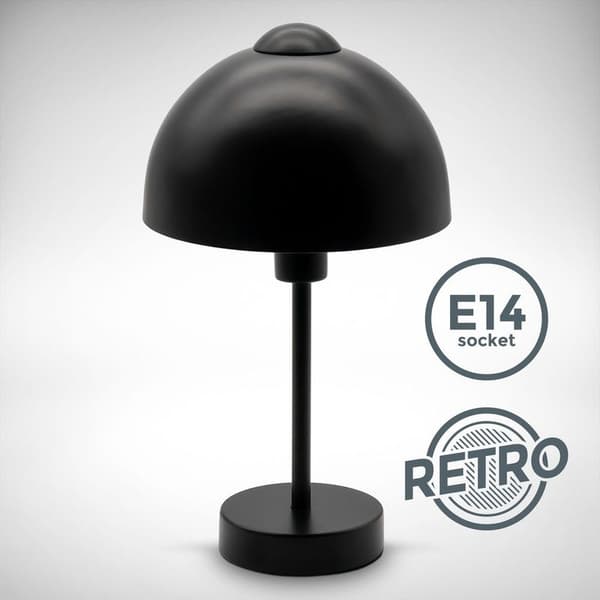 Retro bordlampe – Mat sort metal E14 25W med afbryder – 32 cm højde