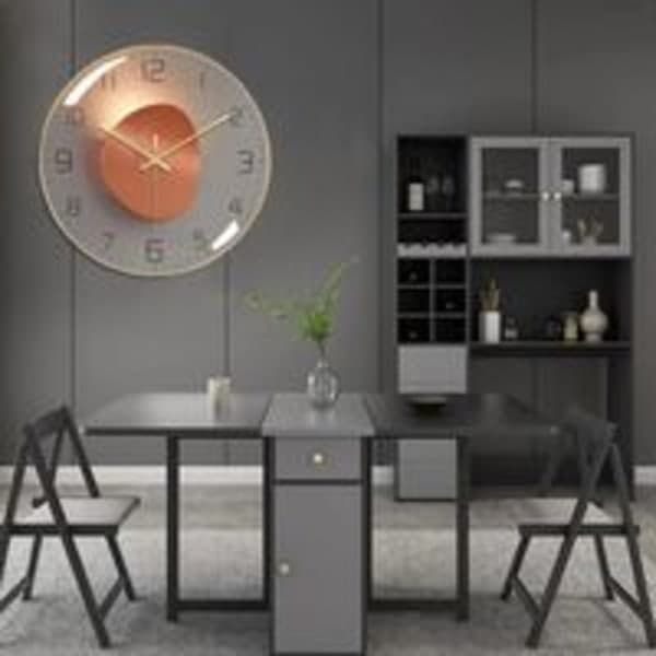 IC Tyst väggklocka, 30 cm diameter väggpendel, rund digital kvartsväggklocka, lämplig för vardagsrum, arbetsrum, sovrum, kök (guld)