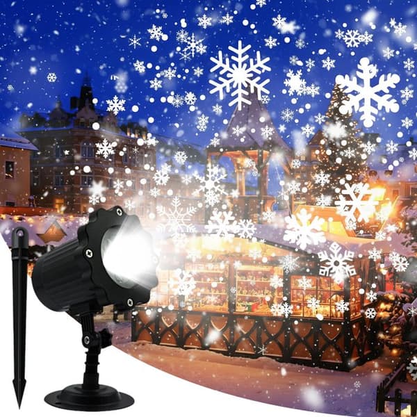 Utendørs julelysprojeksjoner, snøfnugglysprojeksjoner, festlige dekorasjoner. 360° justerbar