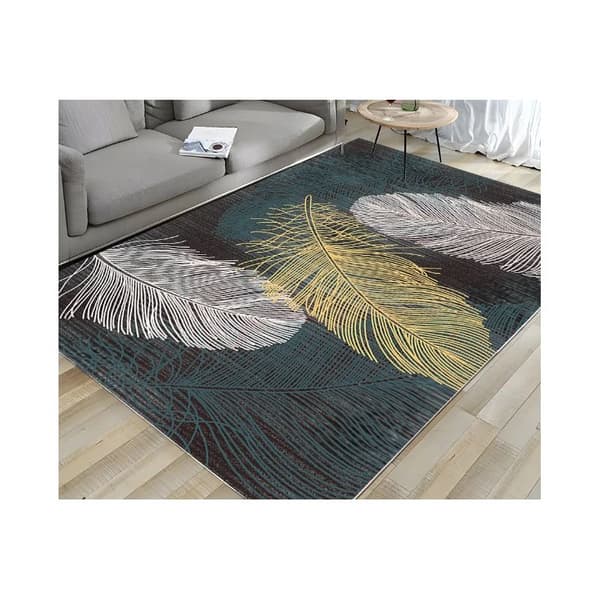 Ryamatta 80x120 cm – Blå/grå kristall sammet – Mjuk, kort lugg – Lättskött i 30°C – Dekorativ matta för vardagsrum och sovrum