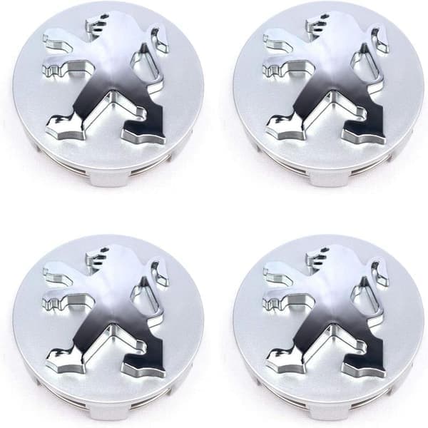 4-pak - Peugeot Centerkapsler / Fælgemblemer - B 75 75 60mm - Sølv 60mm - Silver