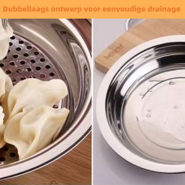 Sæt med 2 drypbakker i rustfrit stål