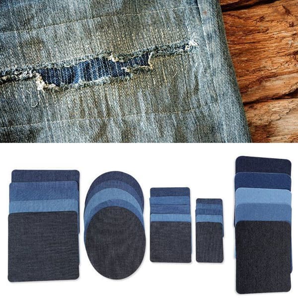 Denimstofflapper - XVX - Pakke med 25 for søm, dekorasjon og reparasjon