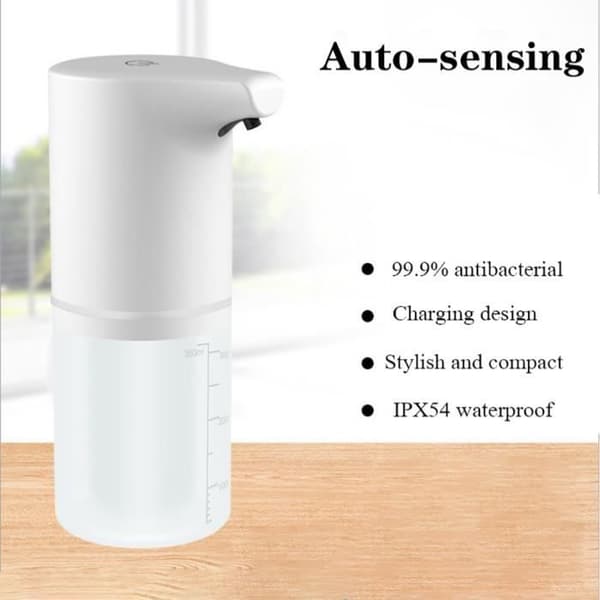 350ML Automatisk Berøringsfri Sæbedispenser USB Opladning Smart Infrarød Sensor Skummaskine - Hvid