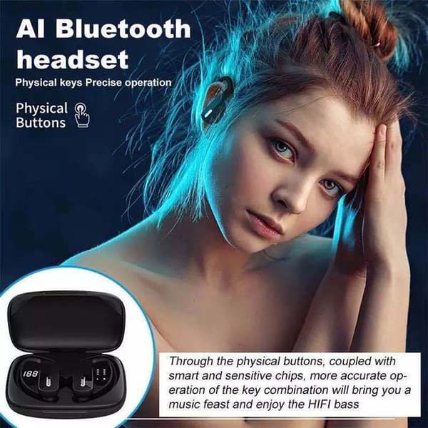 Trådlösa hörlurar Bluetooth 5.3, IPX5 vattentäta, LED-display, inbyggd mikrofon, 70 timmars batteritid för iPhone och Android
