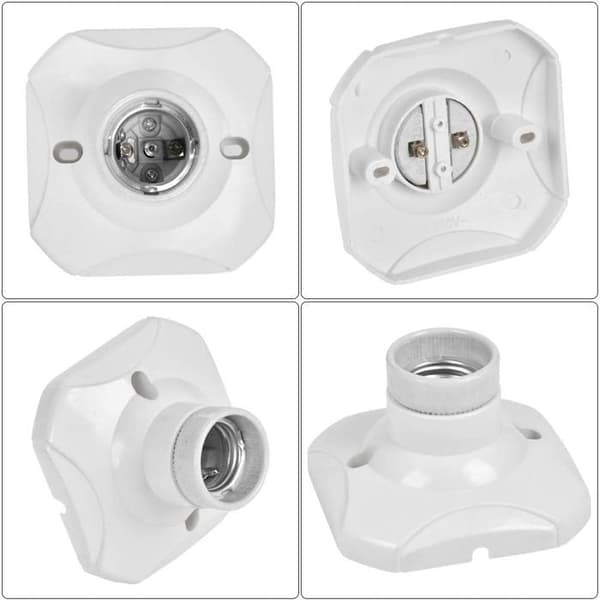 PCS E27 LED-pæreholder E27 lampeholder E27 veggmontert sokkel E27 base med brakett (AC 220-250V, hvit)