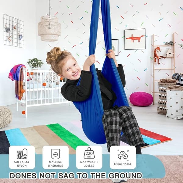 Terapeutisk sensorisk gunga 100 x 280 cm – 80 % polyester stretchtyg – Väggfäste ingår – För barn och vuxna