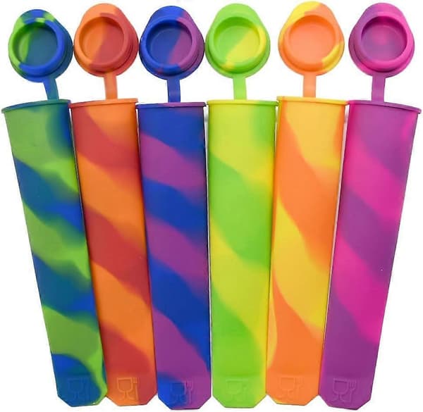 6 x Silikone Isforme Is Lolly Pop Form Børn Ispind Is Lolly Maker