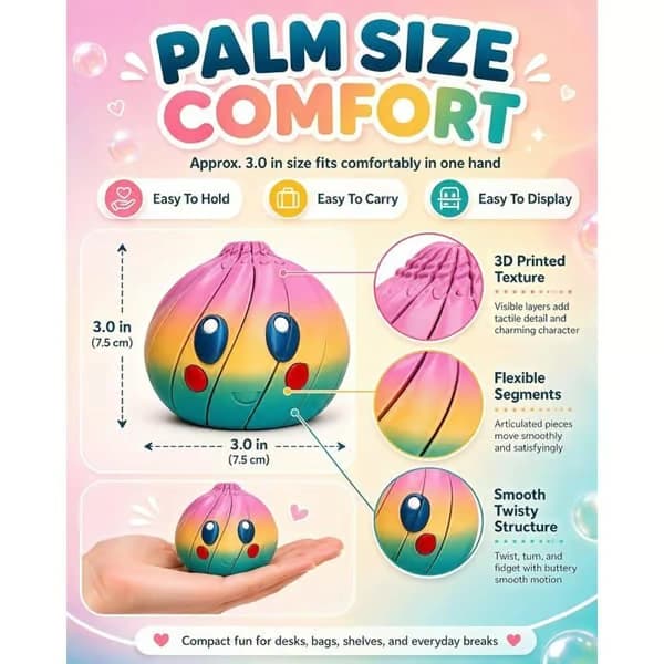 3D Dumpling Squishy Blind Box, Twisty Fidget med fodral, Ledad skrivbordsfigur, Handflatstor stresslindrande sensorisk leksak, Nyhetspresent
