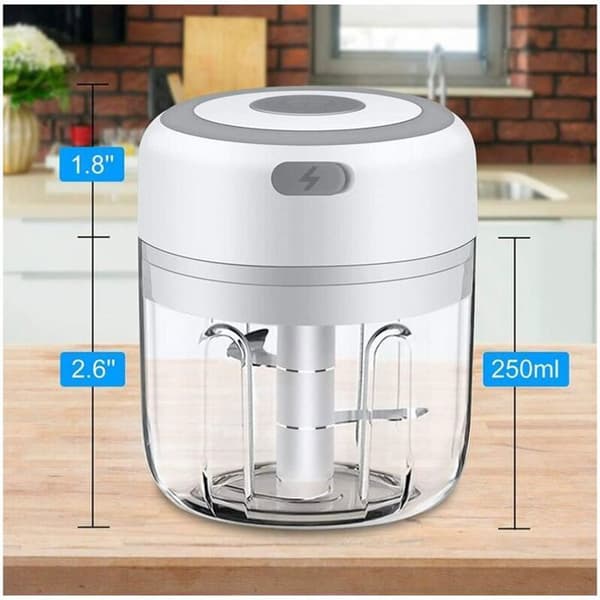 Multifunksjonell Hakker - RNEMITERY - Mini Blender 250ml - Elektrisk - Hvit - Kutter Grønnsaker og Kjøtt