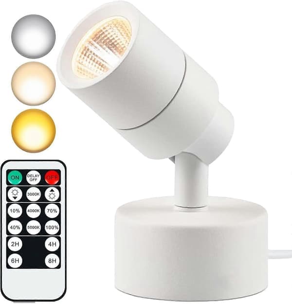 LED indendørs spotlight med timer, dæmpbar uplight, 3 farvetemperaturer, CRI, hvid gulvlampe
