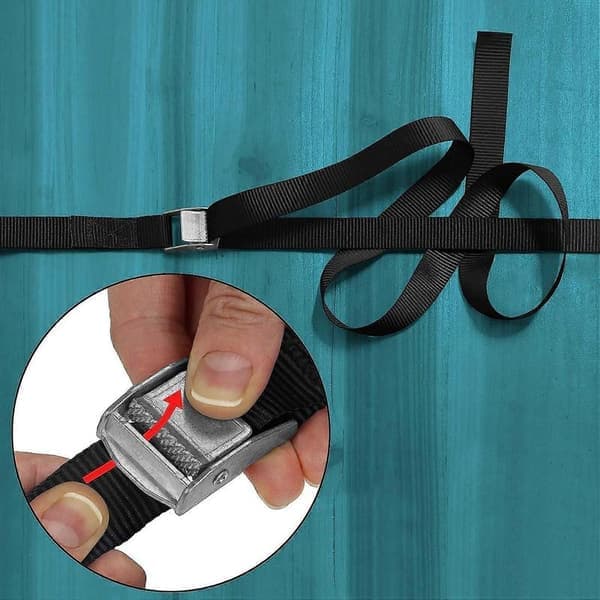 4-pack 2,5 cm x 2 m Spännband med spänne Fästremmar - Svart - maximal belastning 250 kg