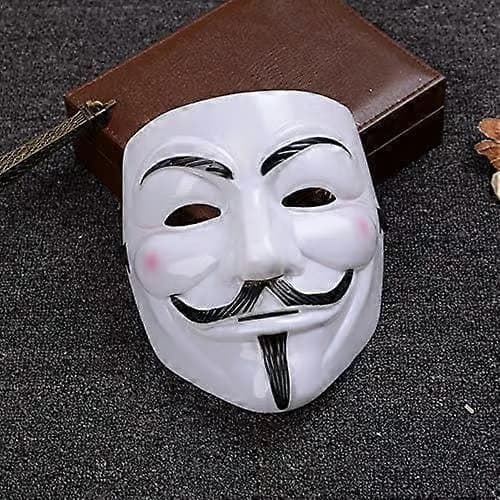 Guy Fawkes-mask - V för Vendetta Anonymous Hacker Cosplay-mask för fest (vit)