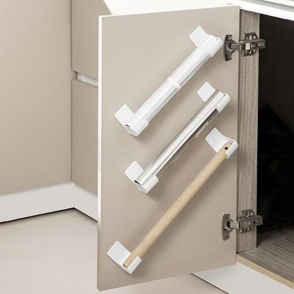 Sett med 4 søppelposestativ uten boring, veggmontert plastposeholder, handleposeholder, stativ