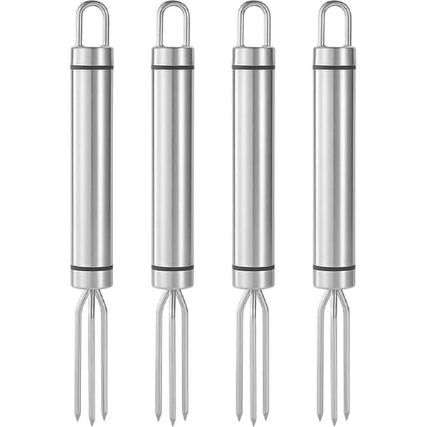 Potatisgaffel – 4-pack majsgaffel i rostfritt stål 18,8x2cm med 3 tänder, diskmaskinssäker