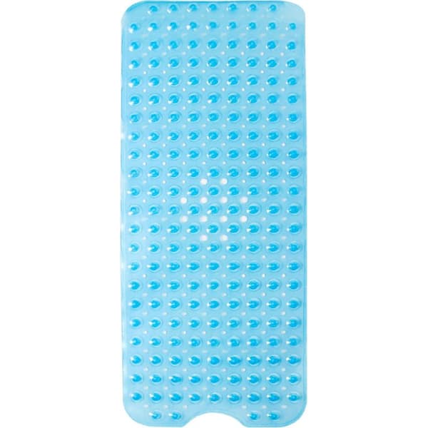 Halkfri badmatta 100 x 40 cm Extra lång med mögelresistent sugkopp för badrumsbruk (Blå)