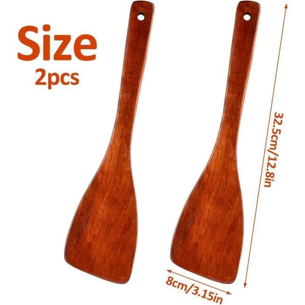 Træspatel - Non-Stick - 33cm - Køkkenredskab - Holdbar - Ridsefast