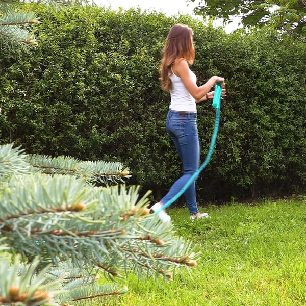 Slangspridare, platt trädgårdsslang, med hål, redo att anslutas, 5 meter, grön, 1 styck