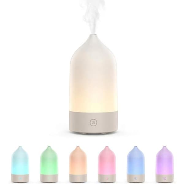 Duftoliediffuser med automatisk slukfunktion, 120 ml, 7-farvet LED-belysning, ultralydskombination