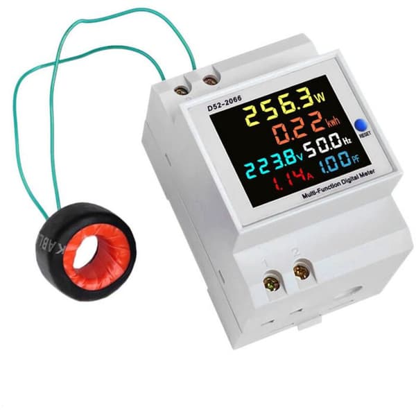 D52-2066 Strømforbruksindikator, Watt-Time-måler 220V AC40–300V DIN-skinne Multifunksjon