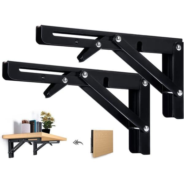 Sammenklappelig hyldebærer - Bæreevne 80 kg - 400 mm - 2 stk.