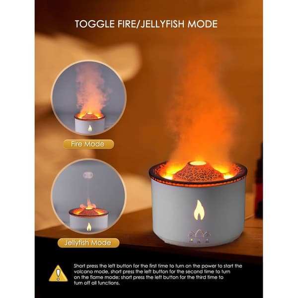 Aromaterapi Luftfukter, Vulkanformet Oljediffuser, 360 ml Luftfukter med Nattlys for Hjem, Yoga, Kontor, Spa
