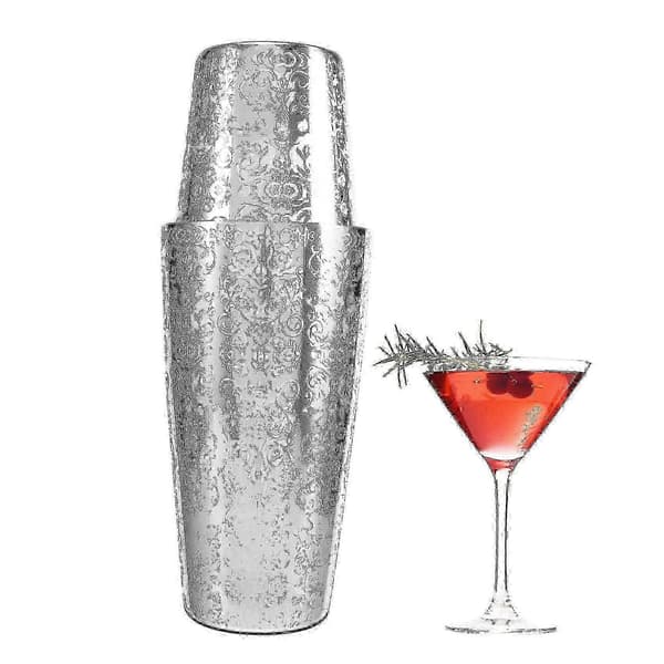 Boston Cocktail Shaker-sett i rustfritt stål med gravert design