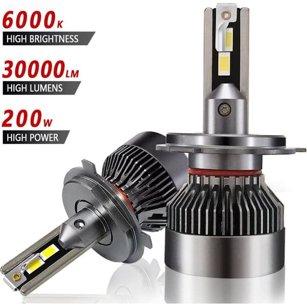 H1 LED-lampor 30000LM 200W för 24V bilar, 6000K vit