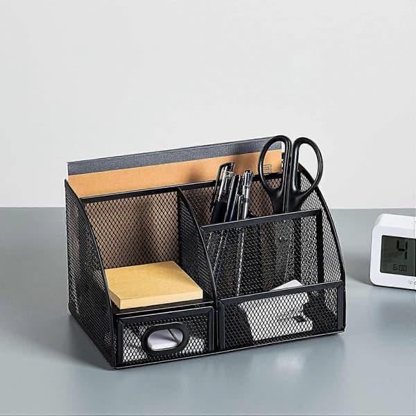 Penholder og organizer i net, sort, 9,1\" x 5,9\" x 5,5\"
