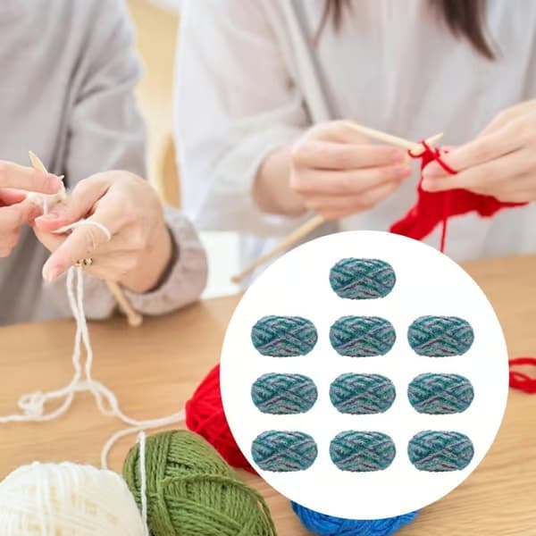 Skrubbegarn til oppvaskkluter, blandede farger, 10 hesper, tilbehør, polyester, DIY (grønn)