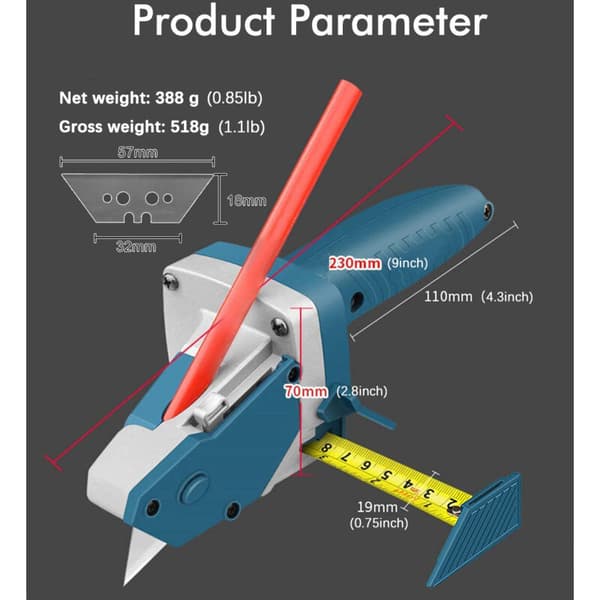 Gipspladeskærer – 5 udskiftningsblade – Præcis skæring til gipsplader og KT-paneler – Ergonomisk