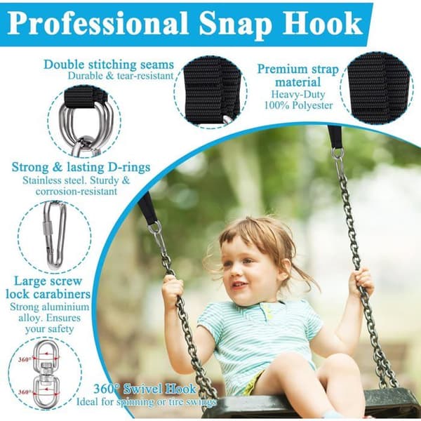 Pcs Swing Tree Strap Hammock Tree Strap 25cm x 25mm med 4 karabinkroker 4 D-ringer Solid og holdbar Enkel å installere for oppheng