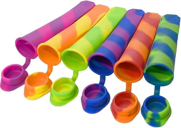 6 x Silikone Isforme Is Lolly Pop Form Børn Ispind Is Lolly Maker