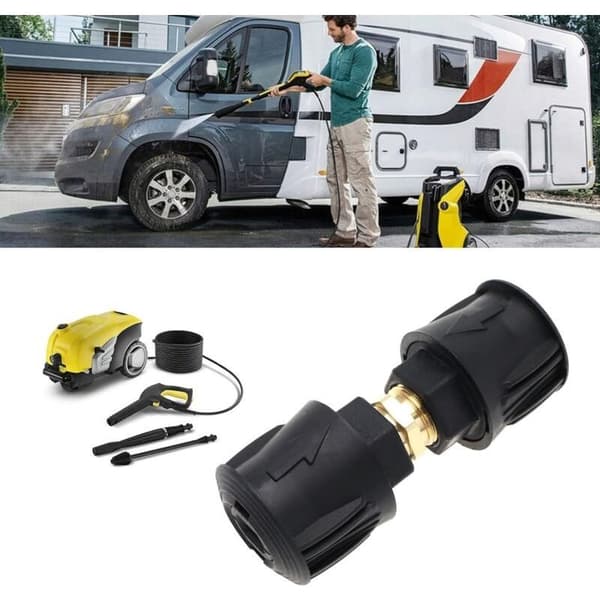 Højtryksrenser tilbehør: Karcher dobbelt-hoved højtryks quick-connect fitting, slangeforbindelsesadapter, 2-pak