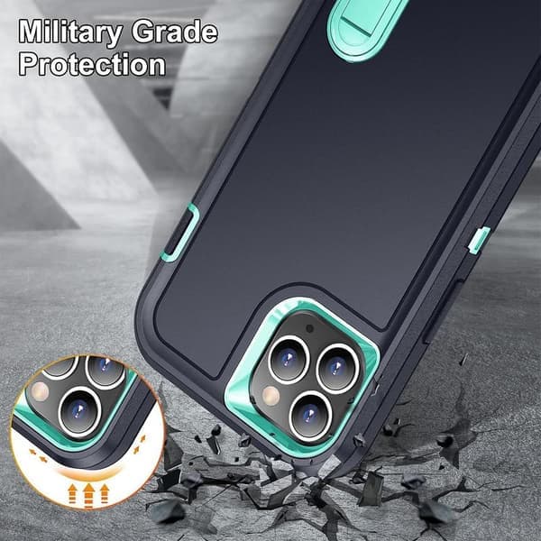 iPhone 11 Pro Max-deksel, iPhone 11 Pro Max-deksel med stativ, [Militærgrad støtsikkert][Trelags kraftig fallbeskyttelse]