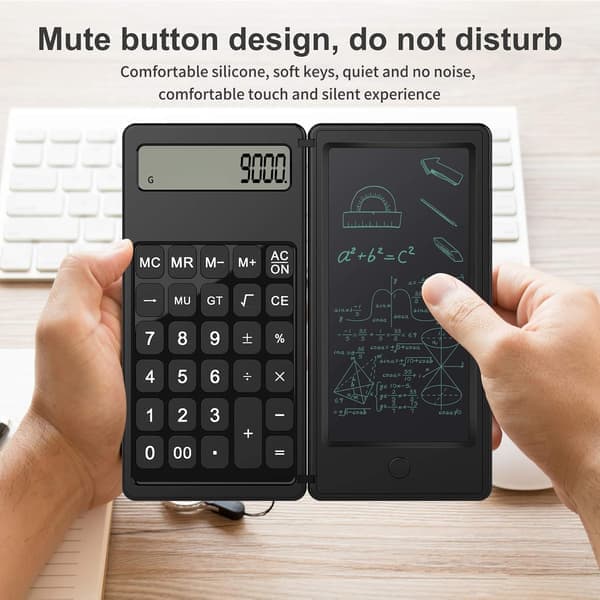 2025 Latest Model Doodle Pad Calculator, Kids Calculator with Writing Tablet & 6 LCD Screen, 12-Digit Electronic Drawing/Note Board