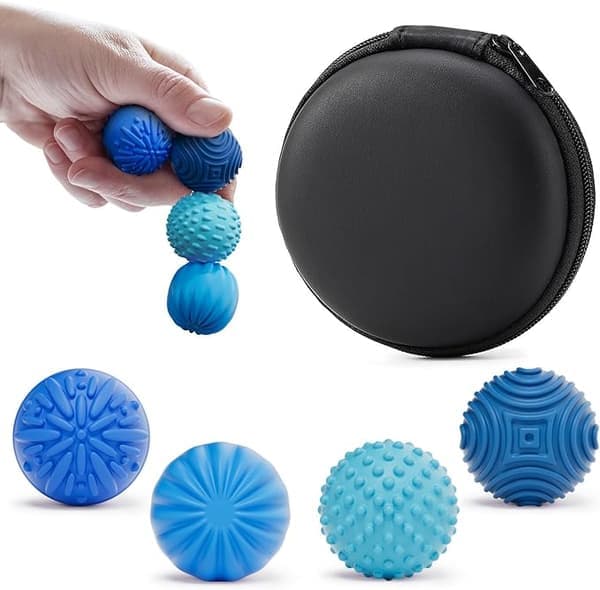 Magnetiska silikonbollar – 4-pack stresslindrande sensorisk fidget för ångest, autism & ADHD – Blå blue