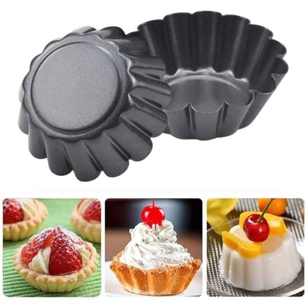12-pakning terteformer i karbonstål, terteformer, muffinsformer, eggeterteformer, bakeformer