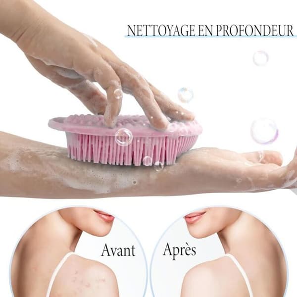 Sæt med 2 silikone eksfolierende kropsbørster til brusebad, Dobbeltsidet, Eksfolierende til rensning og massage