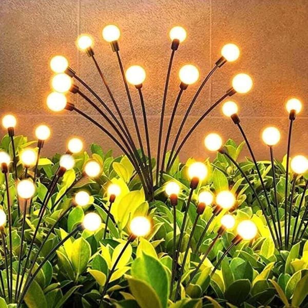 Sæt med 2 LED solcellehavelys, Firefly solcellehavelys, dekorative udendørs solcellelamper, IP65 vandtætte udendørs solcellelamper