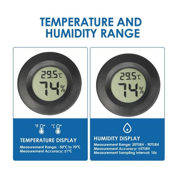 Mini Digital LCD Termometer Hygrometer, Bærbar Temperatur- og Fugtighedsindikator, 3-delt Mini Cirkel LCD Digital Termometer